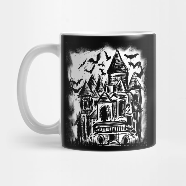 Haunted House Horror Gothic Bat Victorian Mansion by LunaElizabeth